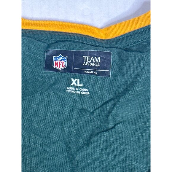 Green Bay Packers Womens XL Green NFL Team Apparel V Neck Short Sleeve T Shirt - Picture 3 of 5